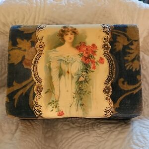 Antique Edwardian Velvet Jewelry Box